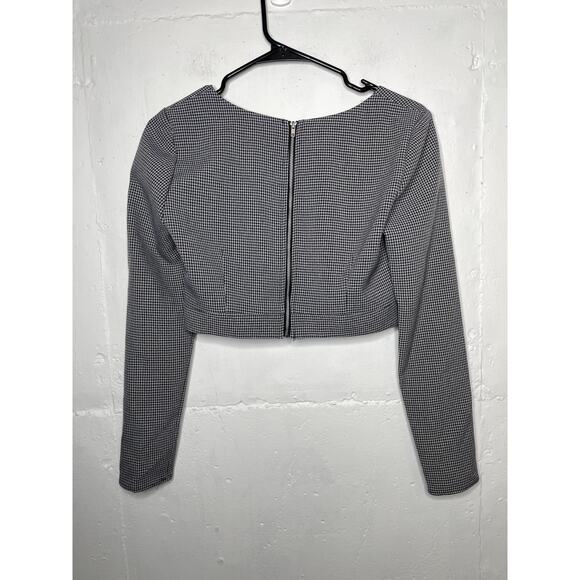 NEW WAYF Womens Houndstooth Cropped Long Sleeve Square Neck Size Small - Picture 4 of 6